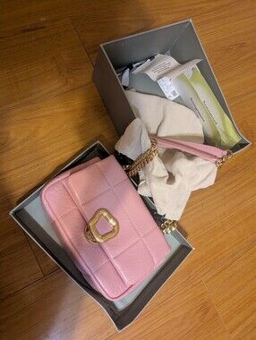 Songmont “Chocolate Bag” - Pink Quilted Leather Shoulder Bag Gold Hardware